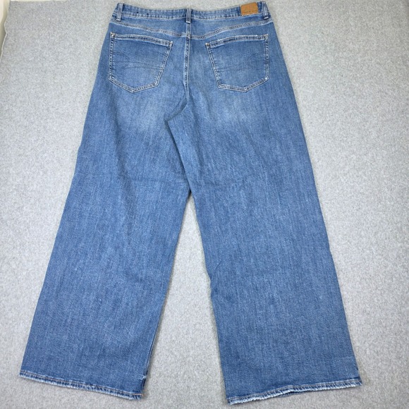American Eagle Super High-Rise Baggy Wide Leg Jeans Women 16 Long Blue - Picture 3 of 15